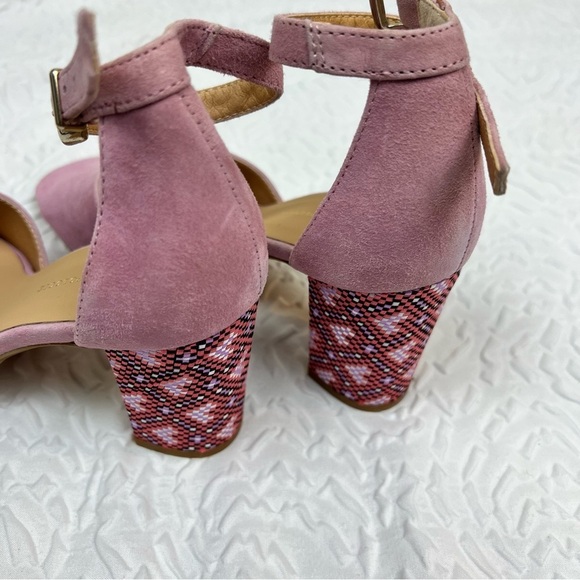 Anthropologie Christie Printed Heeled Sandals 37 Mauve Pink - Picture 7 of 11